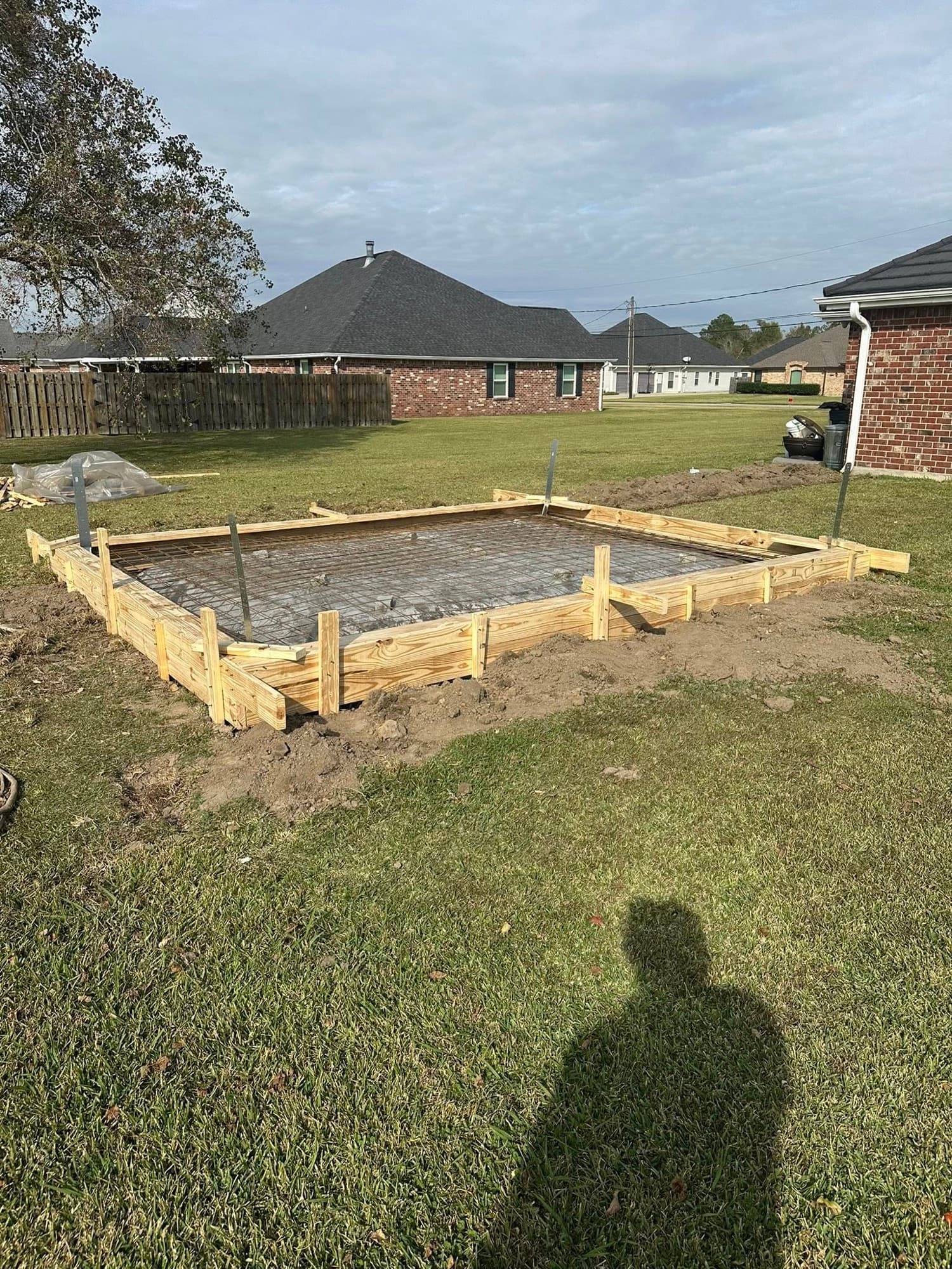 Concrete slab foundation forming with rebar grid — Foret Construction Raceland, LA